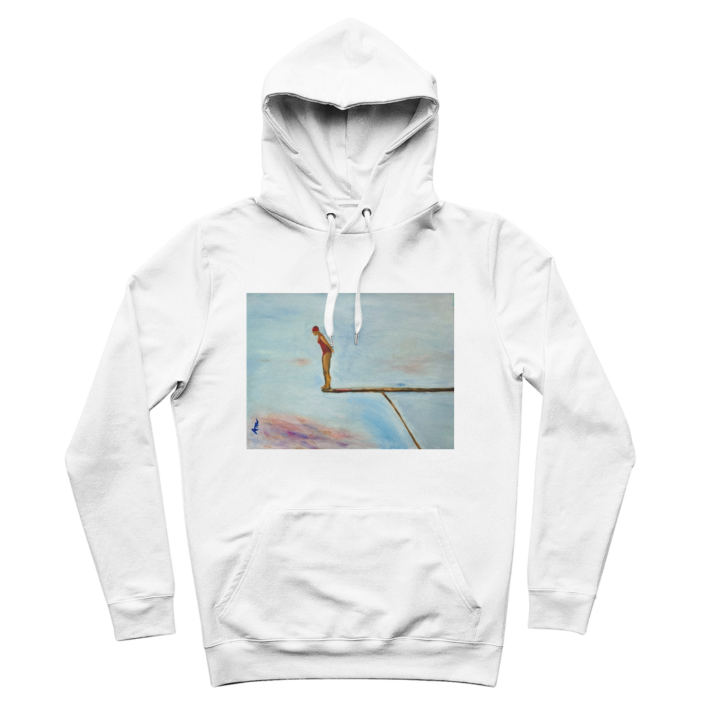 The Plunge unisex organic cotton hoodie with Ane Howard artwork double layer hood kangaroo pocket 280gsm