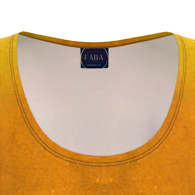 Yellow tank top with a visible FABA label on a white background