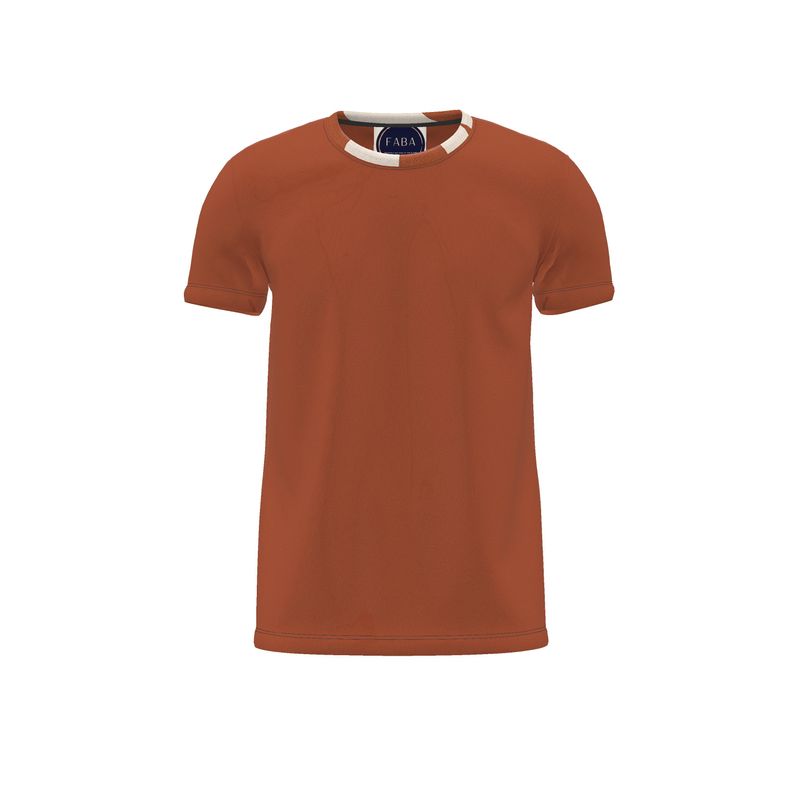 Rust Short Sleeve Tee bounce cotton jersey with ribbed rounded neckline stretch fit handmade in London