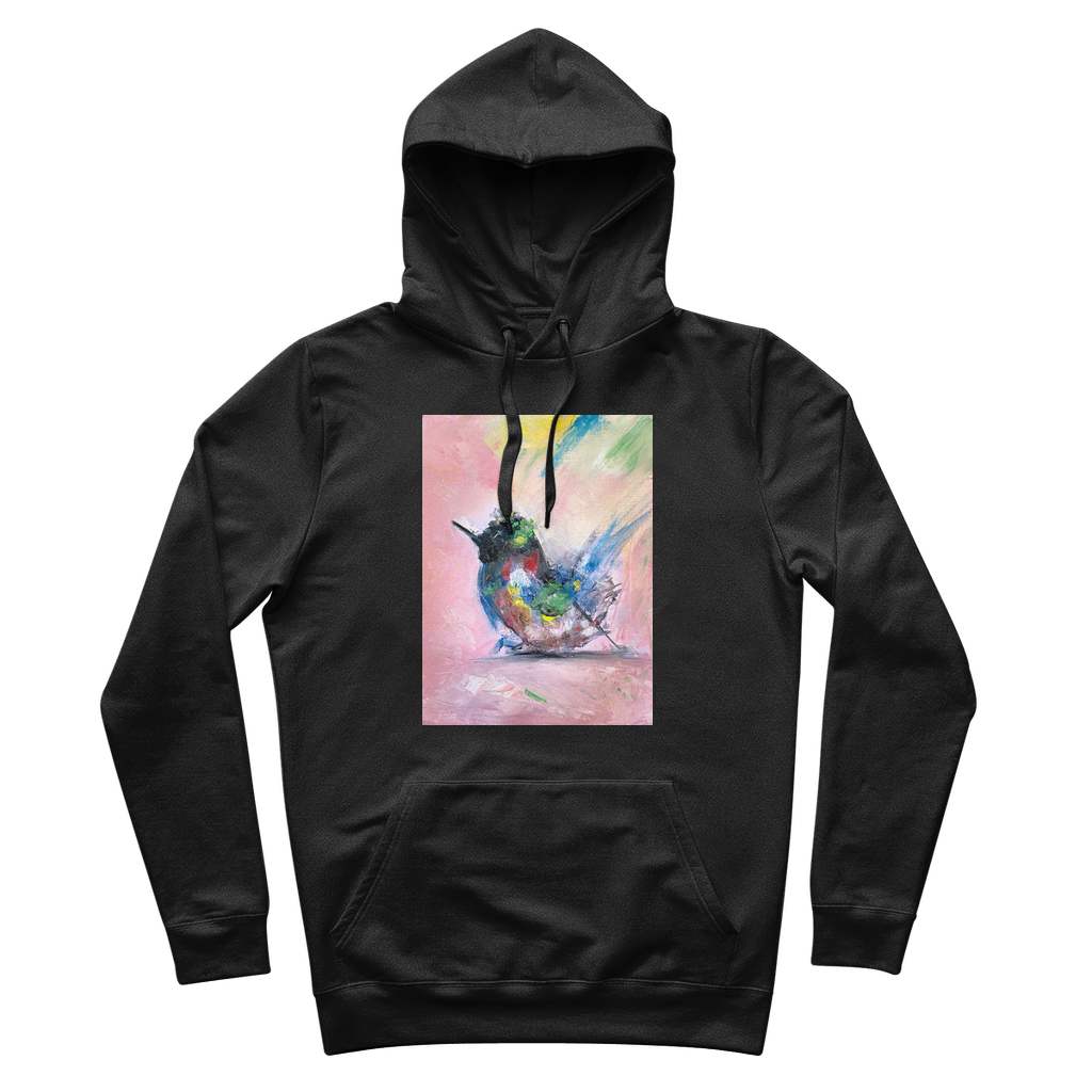 Abstract Bird organic cotton hoodie 280gsm artist print double-layer hood kangaroo pocket GOTS OEKO-TEX
