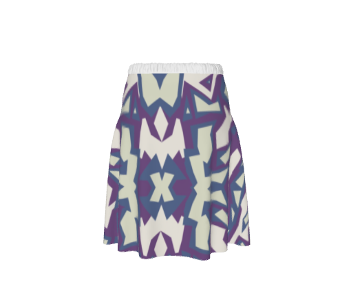 Skirt with purple and white geometric pattern on a white background