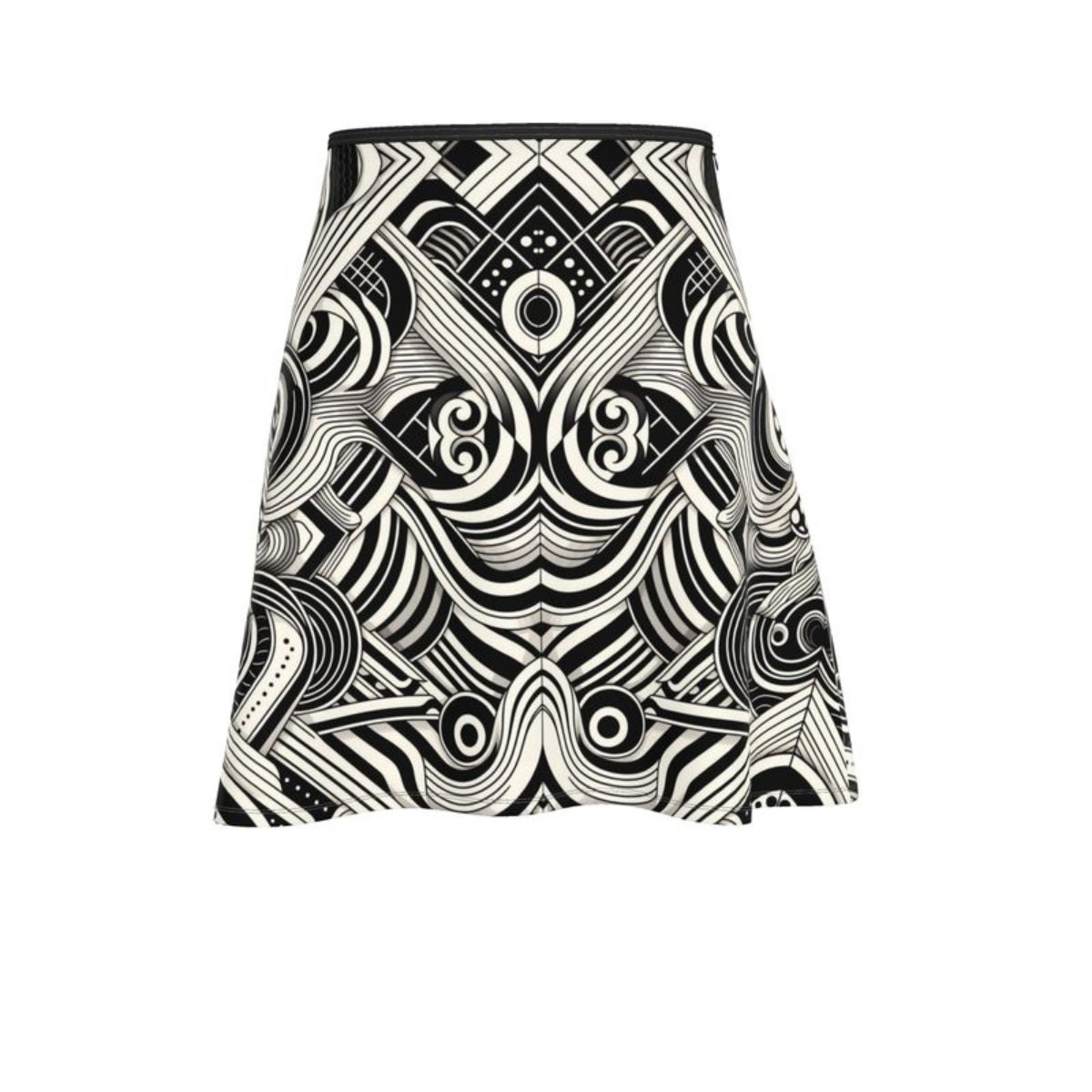 Monochrome Geometric Flare Skirt Exclusive hidden zipper