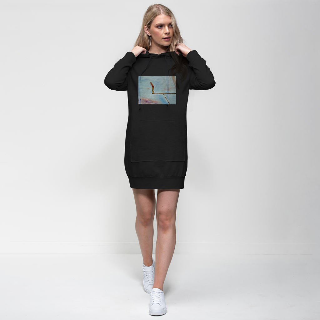 Diver 4 Premium Cotton Hoodie Dress printed Ane Howard artwork hood drawstring kangaroo pocket ribbed cuffs 80% ringspun cotton 280gsm