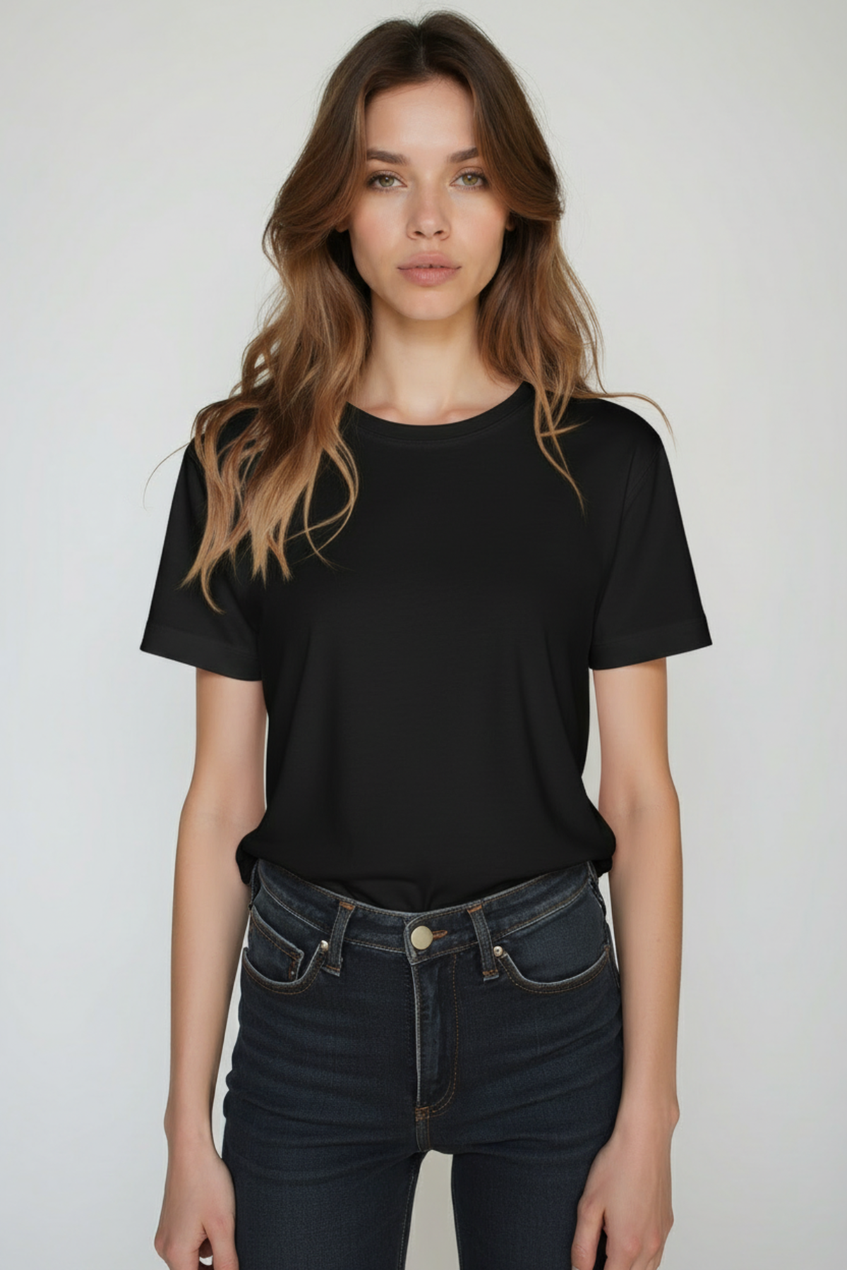 Cotton-model -Deep_Black_Loose_Tee