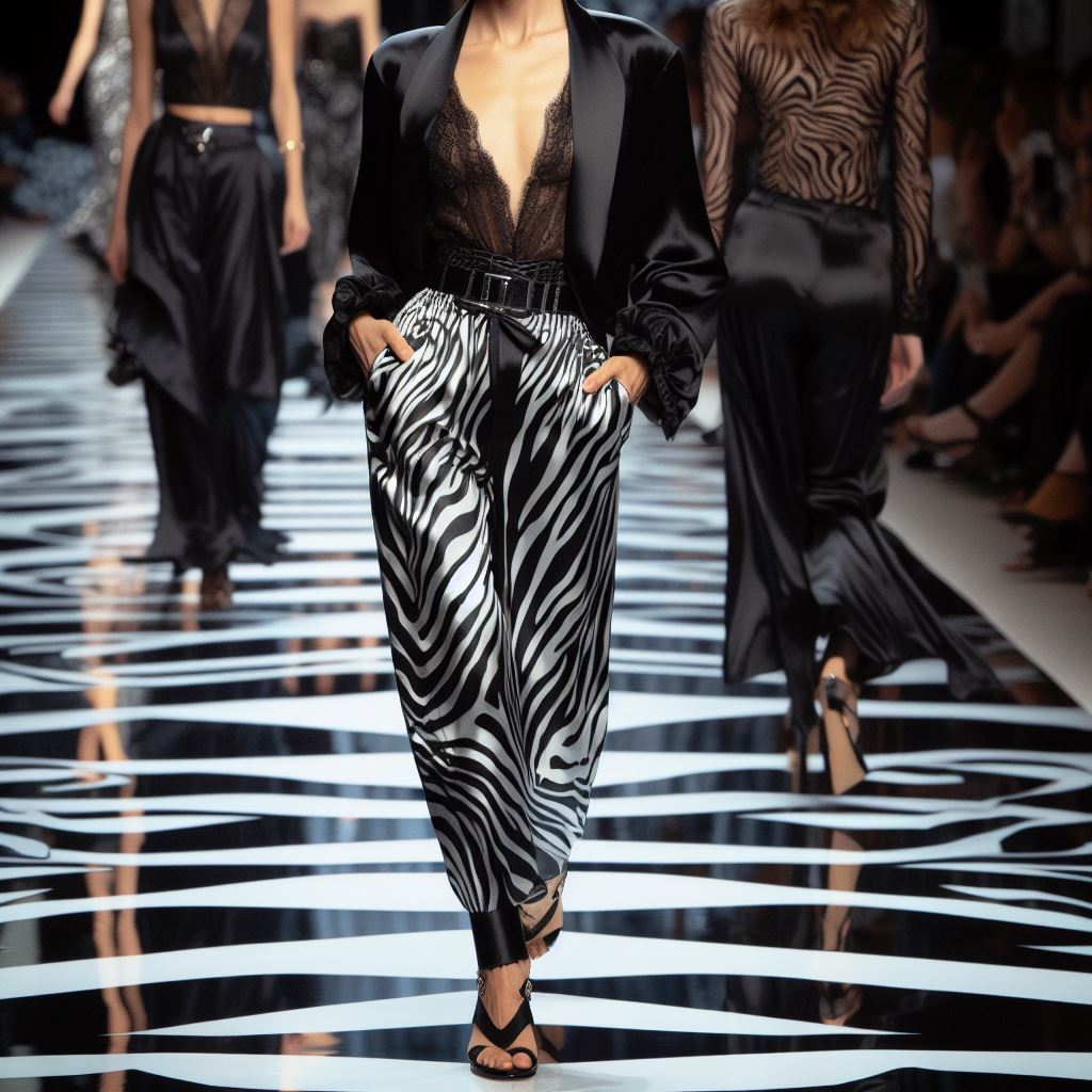Silk zebra loungewear pants