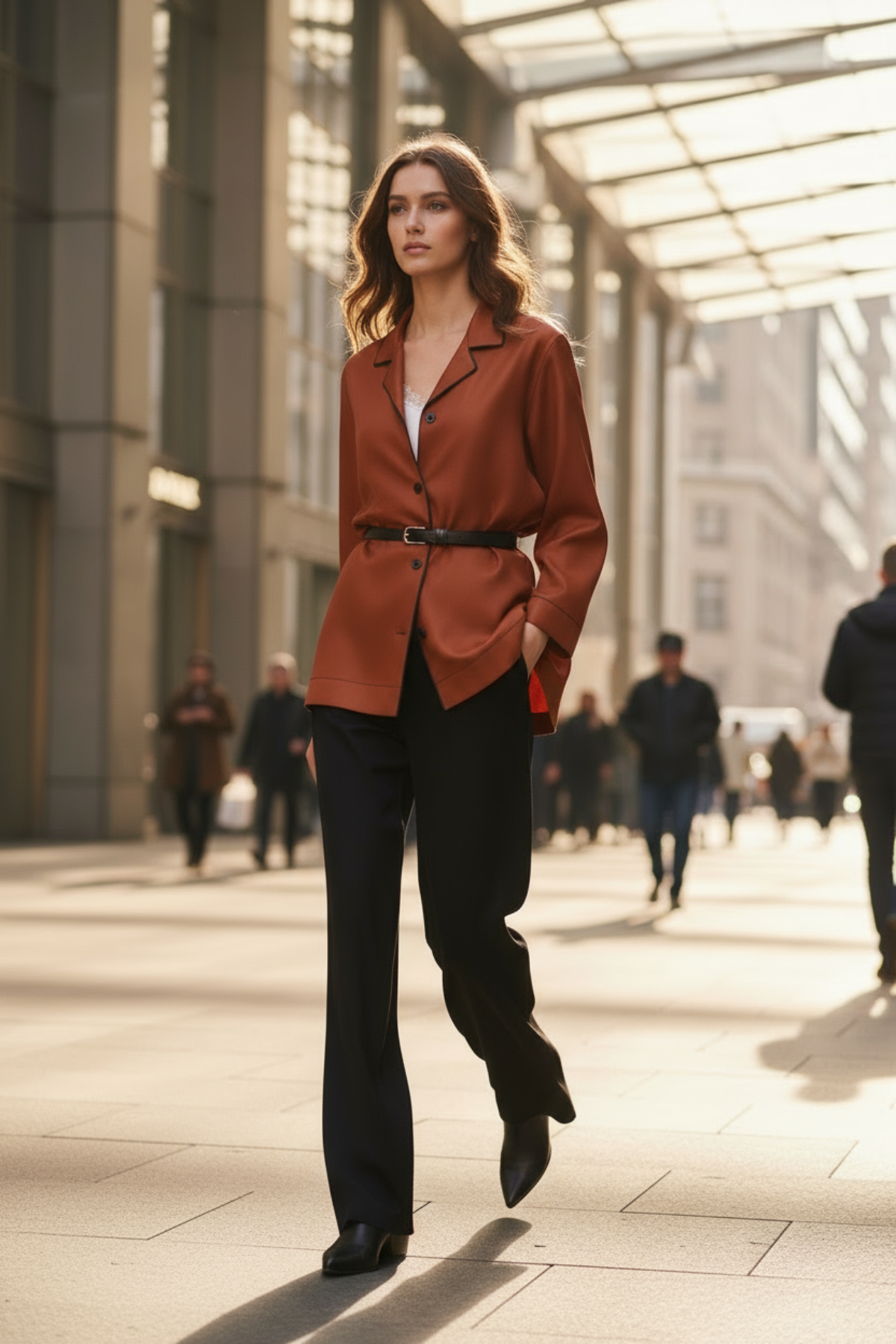 rust-shirt-black-pants-belted