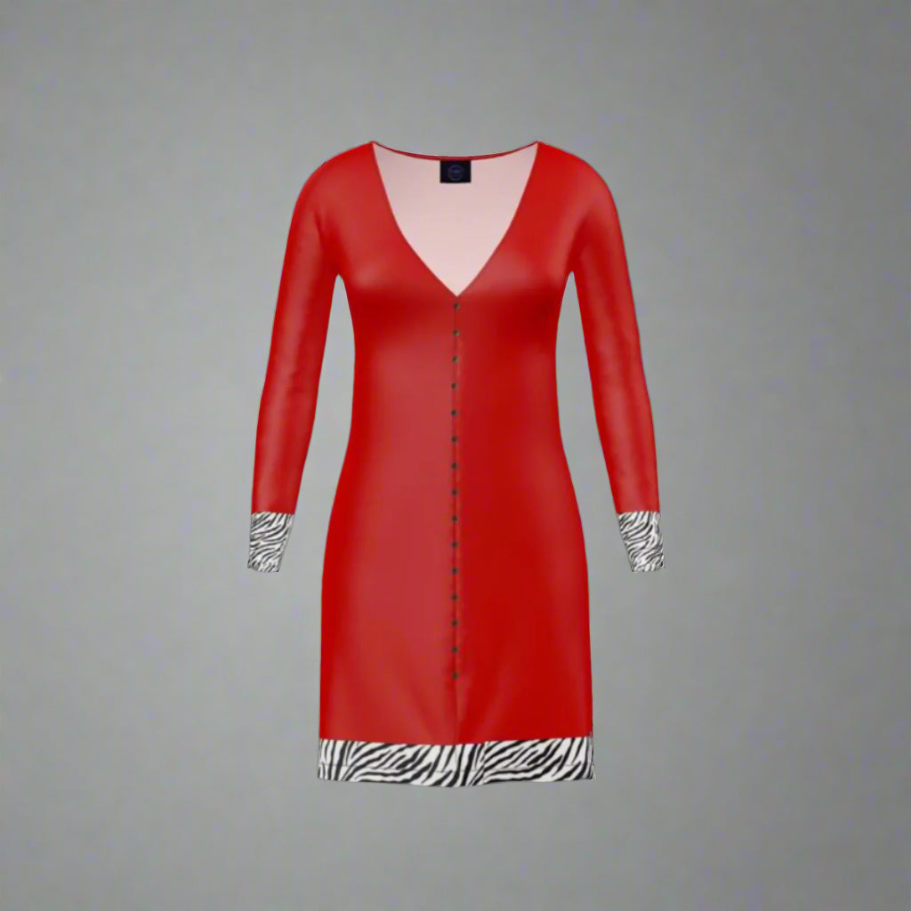 short cardigan red heat zebra