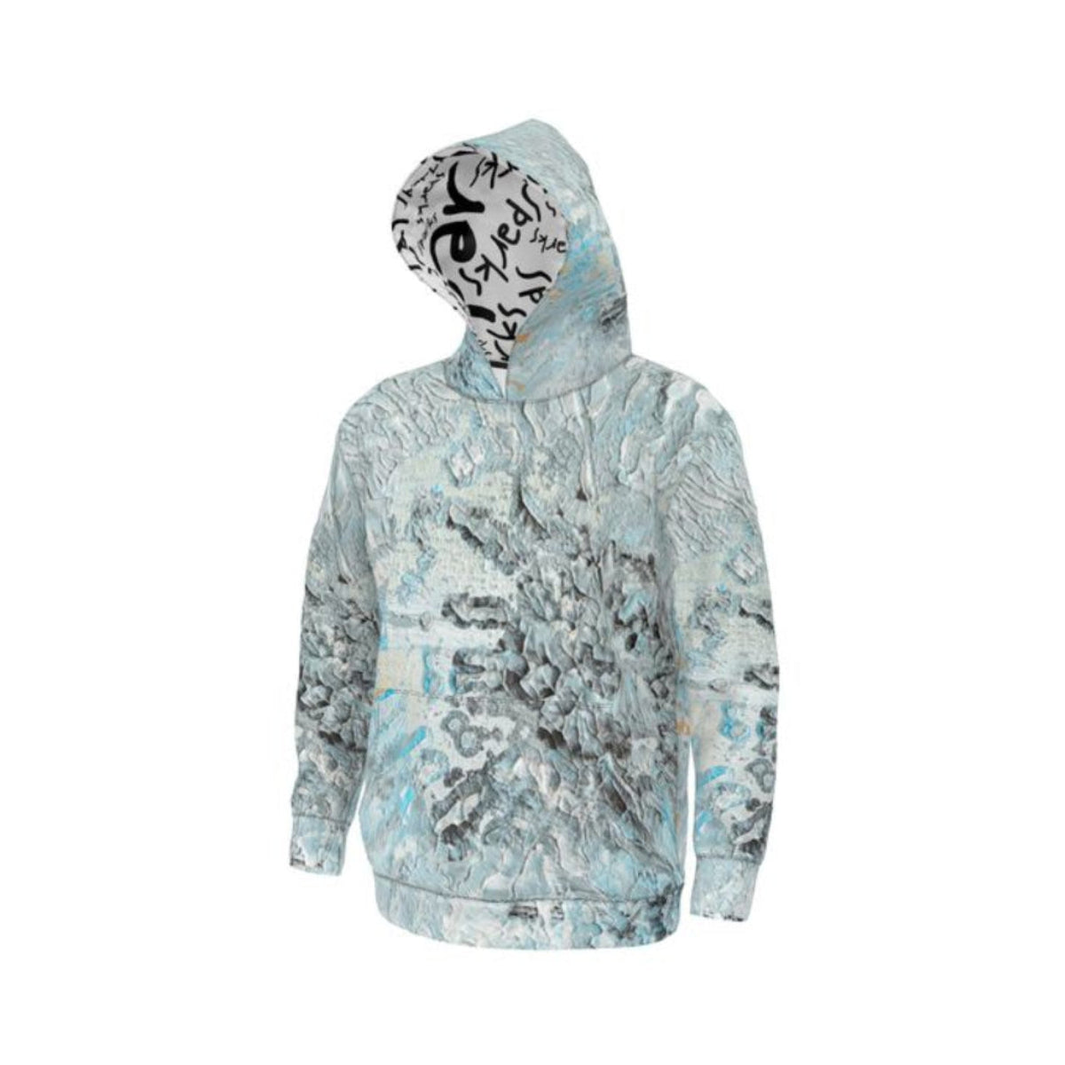 Hoodie with a camouflage pattern on a white background