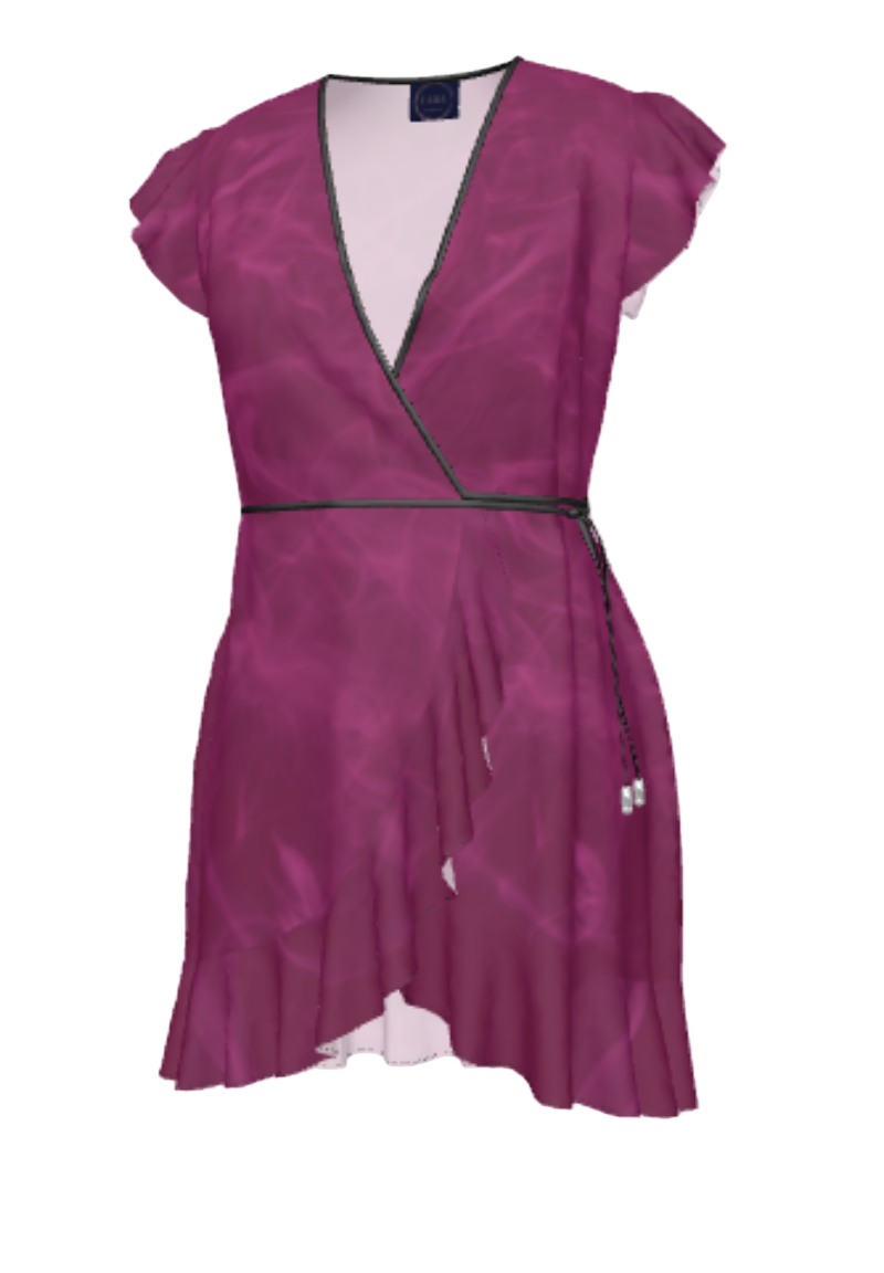 Purple dress with a V-neckline on a white background