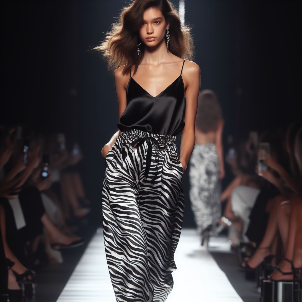 Silk zebra loungewear pants