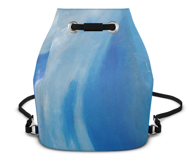 Leather Bucket Backpack Blue Wave-FABA Collection