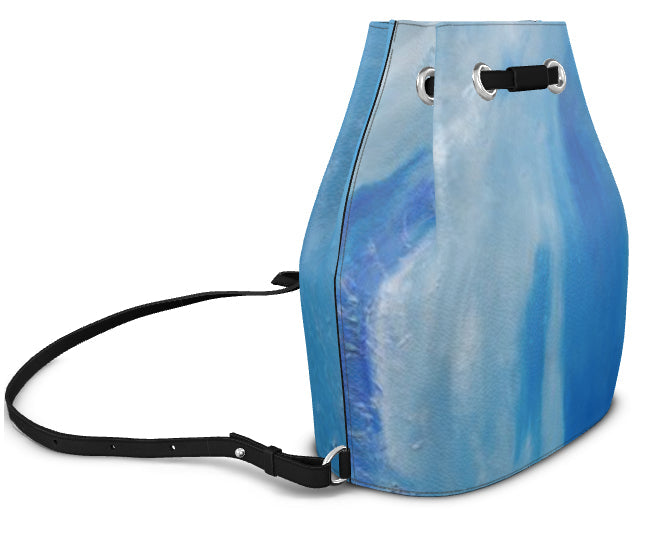 Leather Bucket Backpack Blue Wave-FABA Collection