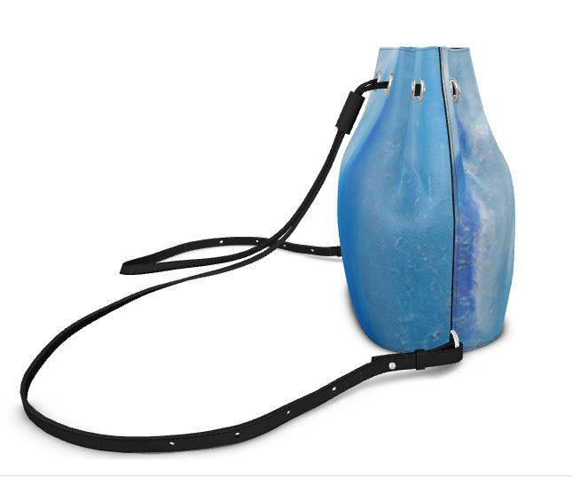 Leather Bucket Backpack Blue Wave-FABA Collection