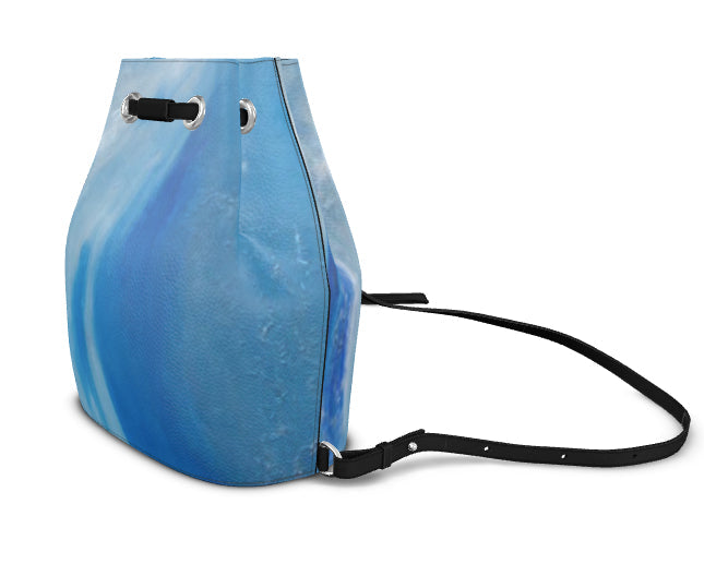 Leather Bucket Backpack Blue Wave-FABA Collection