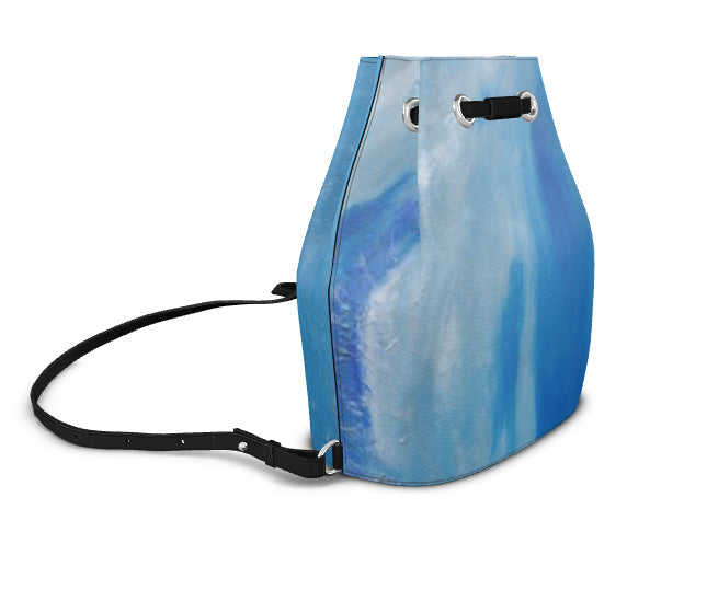 Leather Bucket Backpack Blue Wave-FABA Collection
