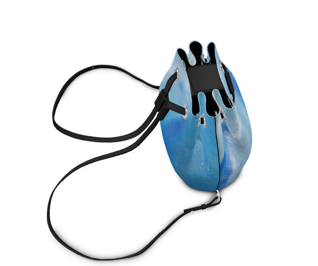 Leather Bucket Backpack Blue Wave-FABA Collection