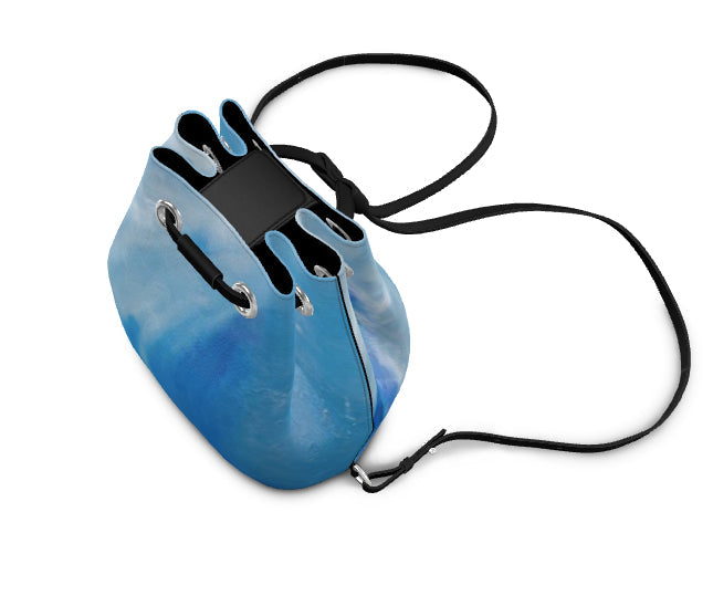 Leather Bucket Backpack Blue Wave-FABA Collection