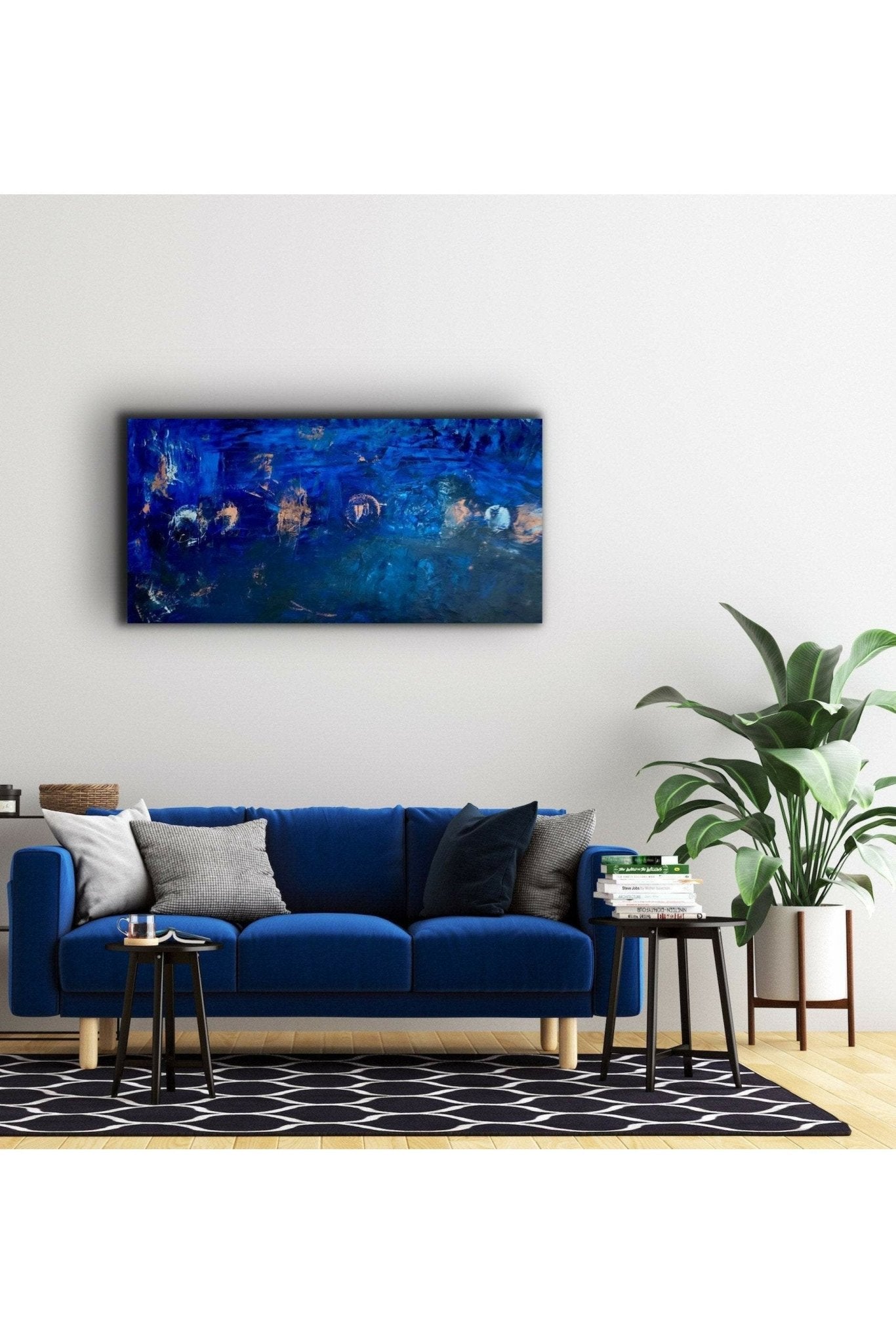 Abstract Blue: Chakras Oil Painting - FABA Collection