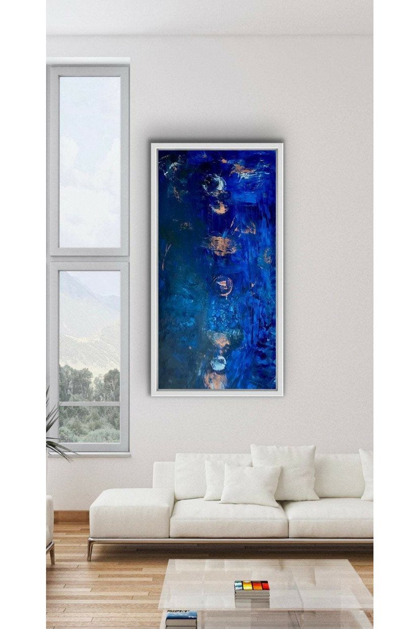 Abstract Blue: Chakras Oil Painting - FABA Collection