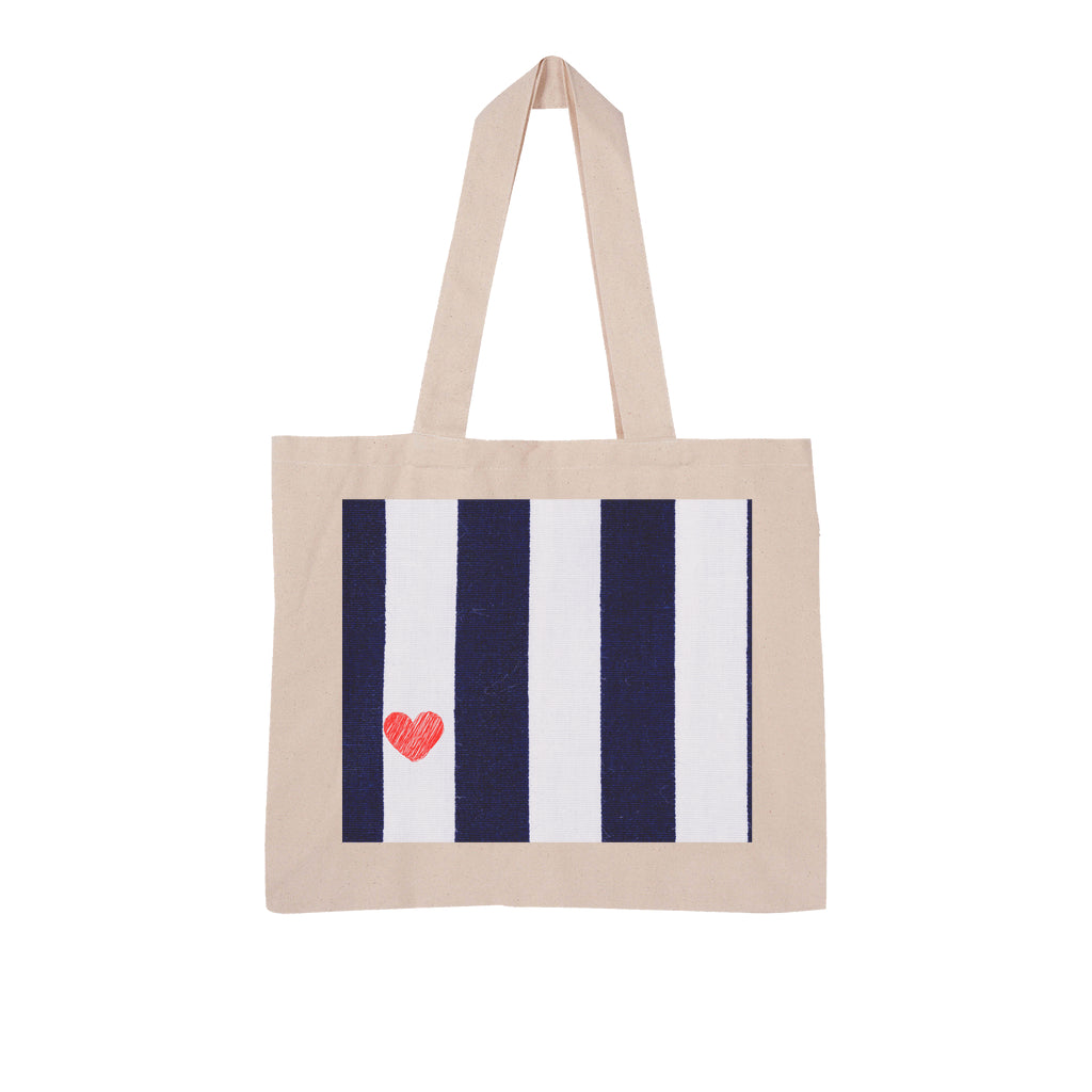 RED HEART & STRIPES Large Organic Tote Bag-FABA Collection