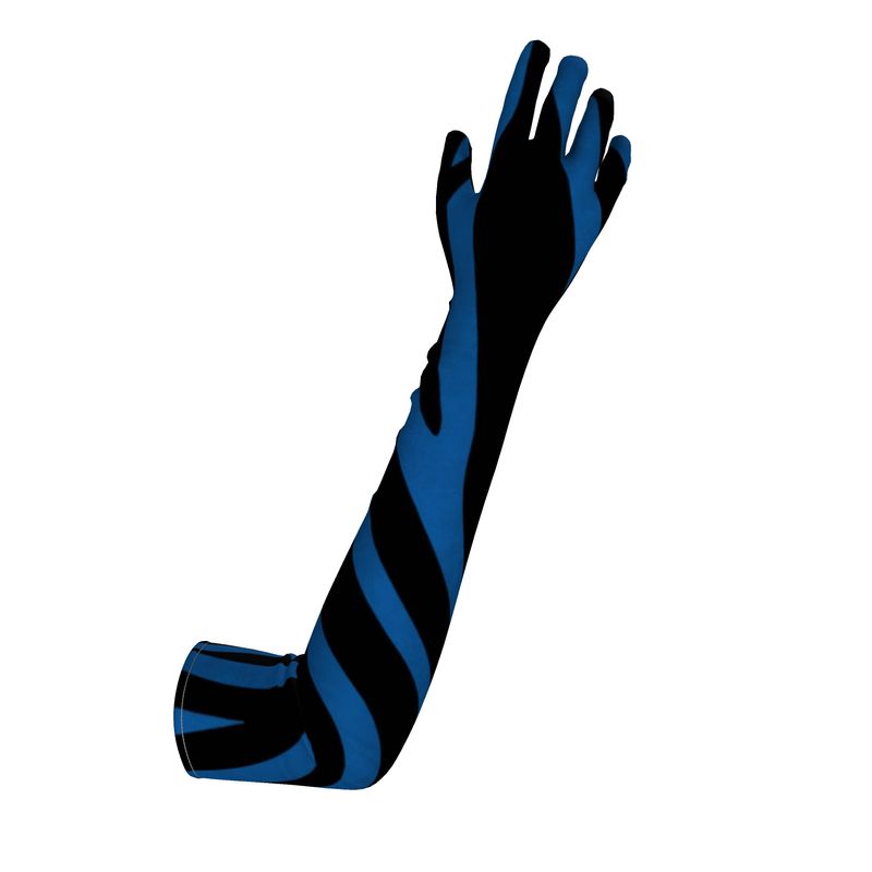 Crushed Velours Opera Gloves True Blue Zebra - FABA Collection
