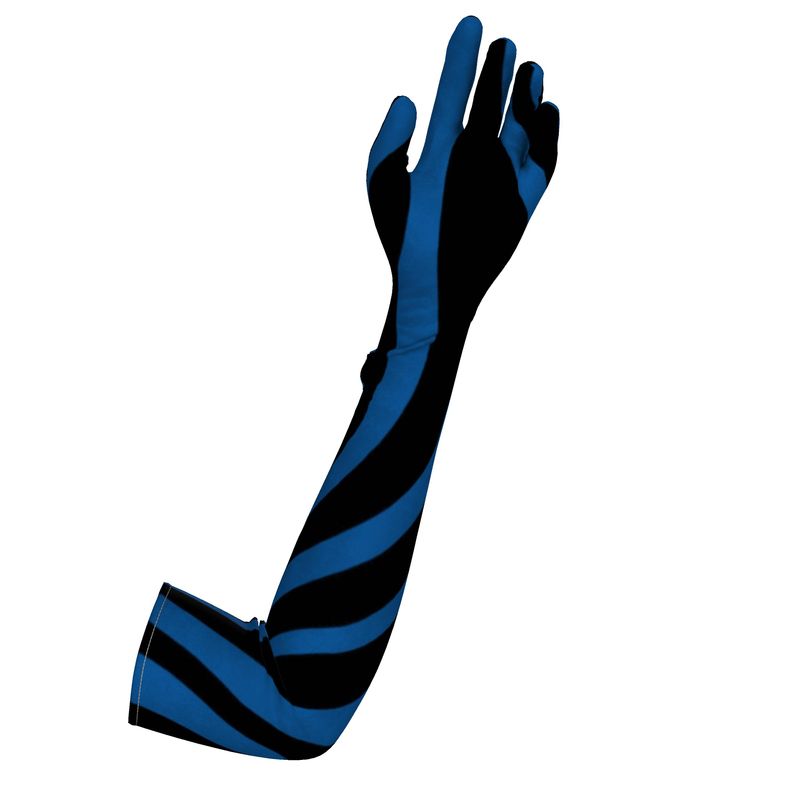 Crushed Velours Opera Gloves True Blue Zebra - FABA Collection