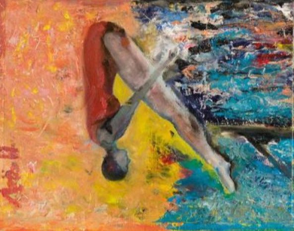 GRAFFITI SWAN DIVE mixed media art - FABA Collection