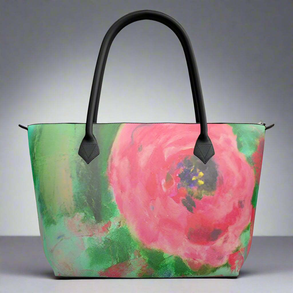 Handmade Leather Handbag Zip English Garden - FABA Collection
