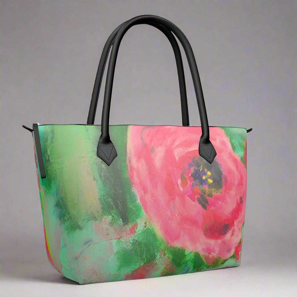 Handmade Leather Handbag Zip English Garden - FABA Collection