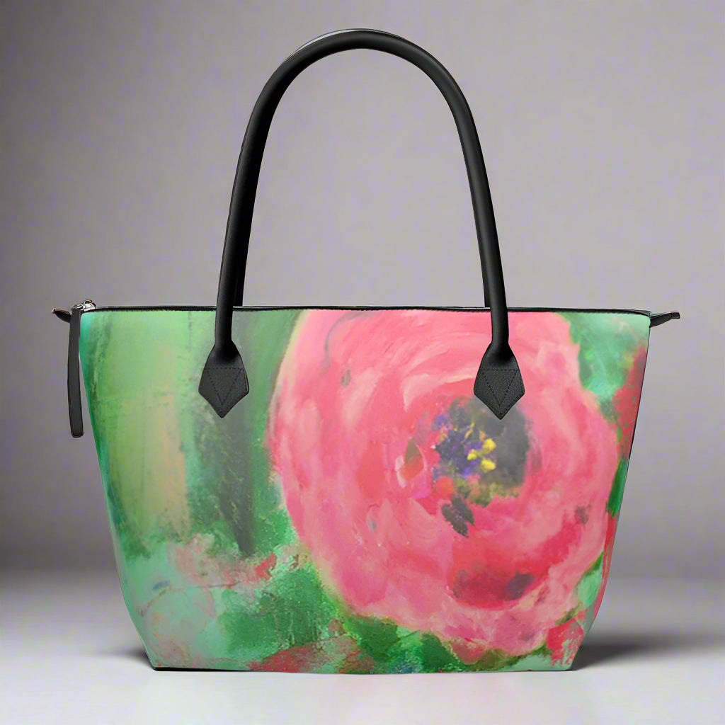 Handmade Leather Handbag Zip English Garden - FABA Collection