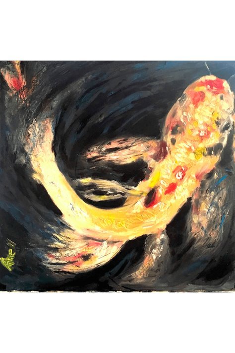 Koi On Fire Oil Painting - FABA Collection