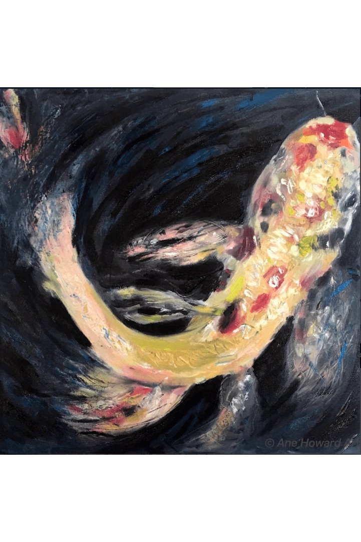 Koi On Fire Oil Painting - FABA Collection
