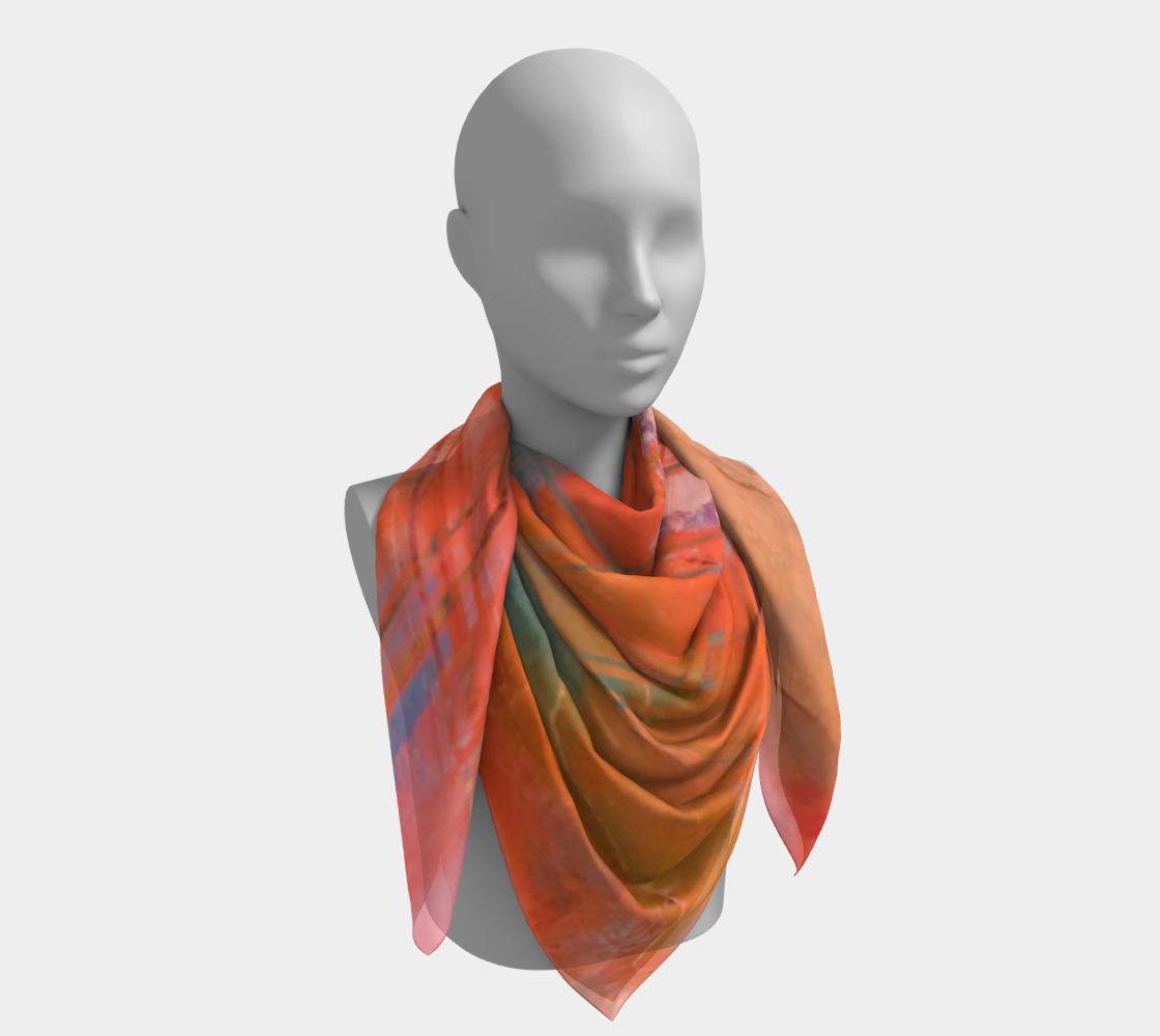 Mannequin wearing an orange scarf on a white background