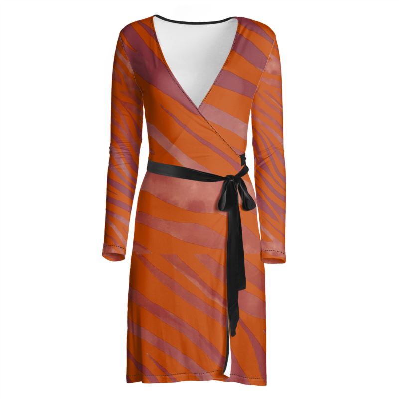 Midi Wrap Dress Red Zebra - FABA Collection
