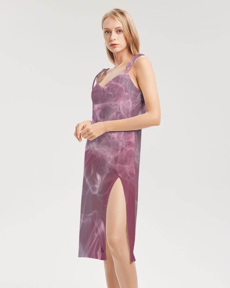 Pink Smoke Women's Tie Strap Split Dress - FABA Collection