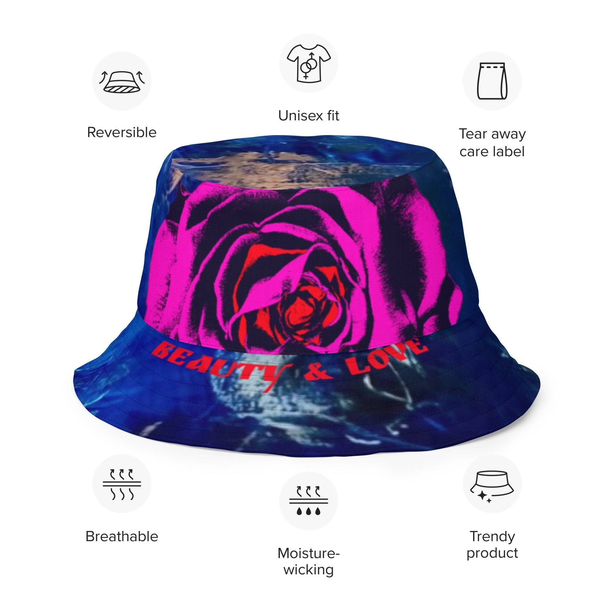 Reversible bucket hat Chakras, Beauty and Love - FABA Collection
