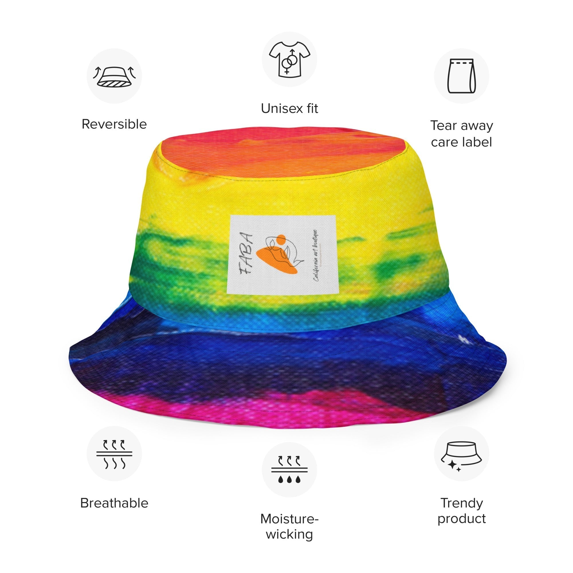 Reversible bucket hat Rainbow - FABA Collection