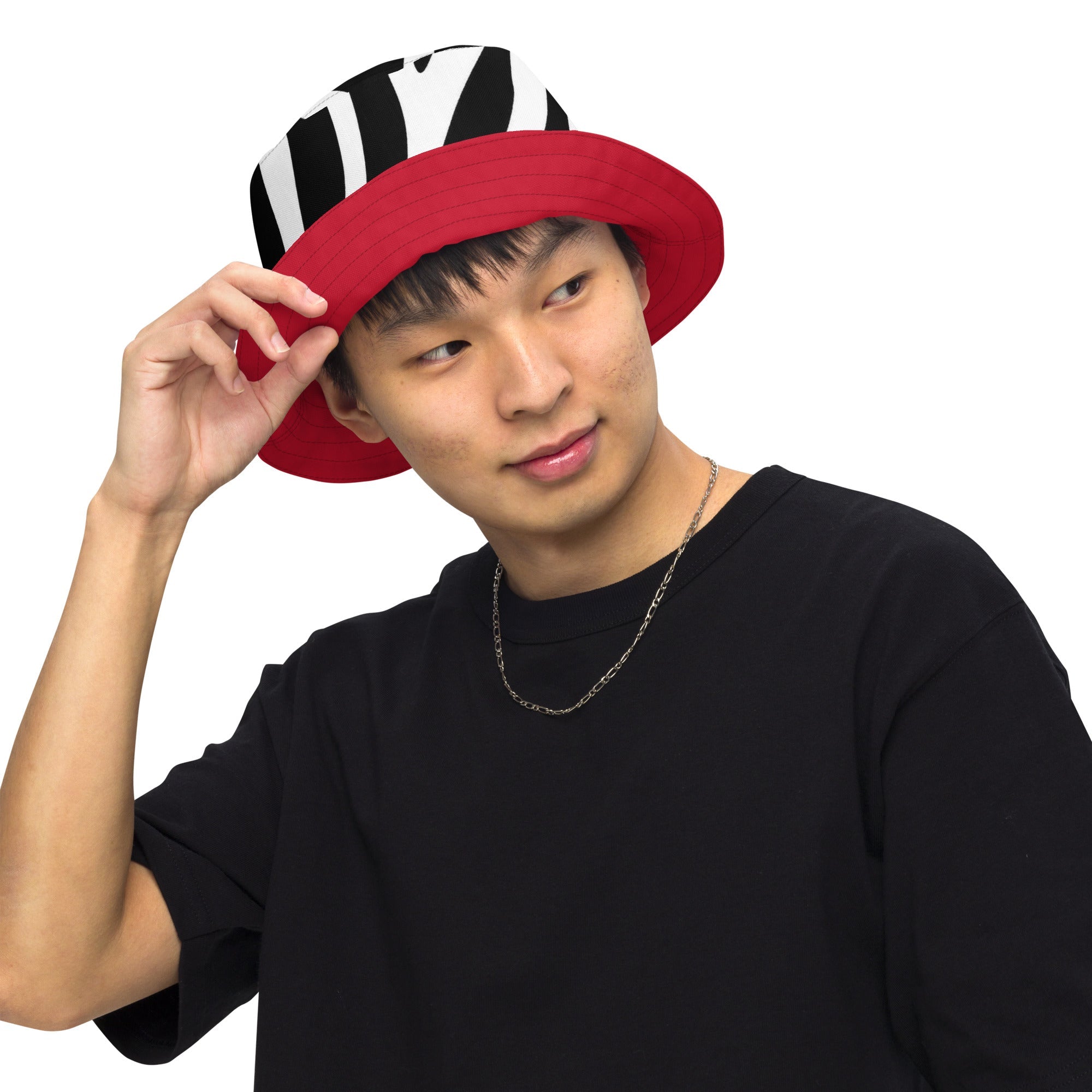 Reversible bucket Hat Zebra Cherry Red - FABA Collection