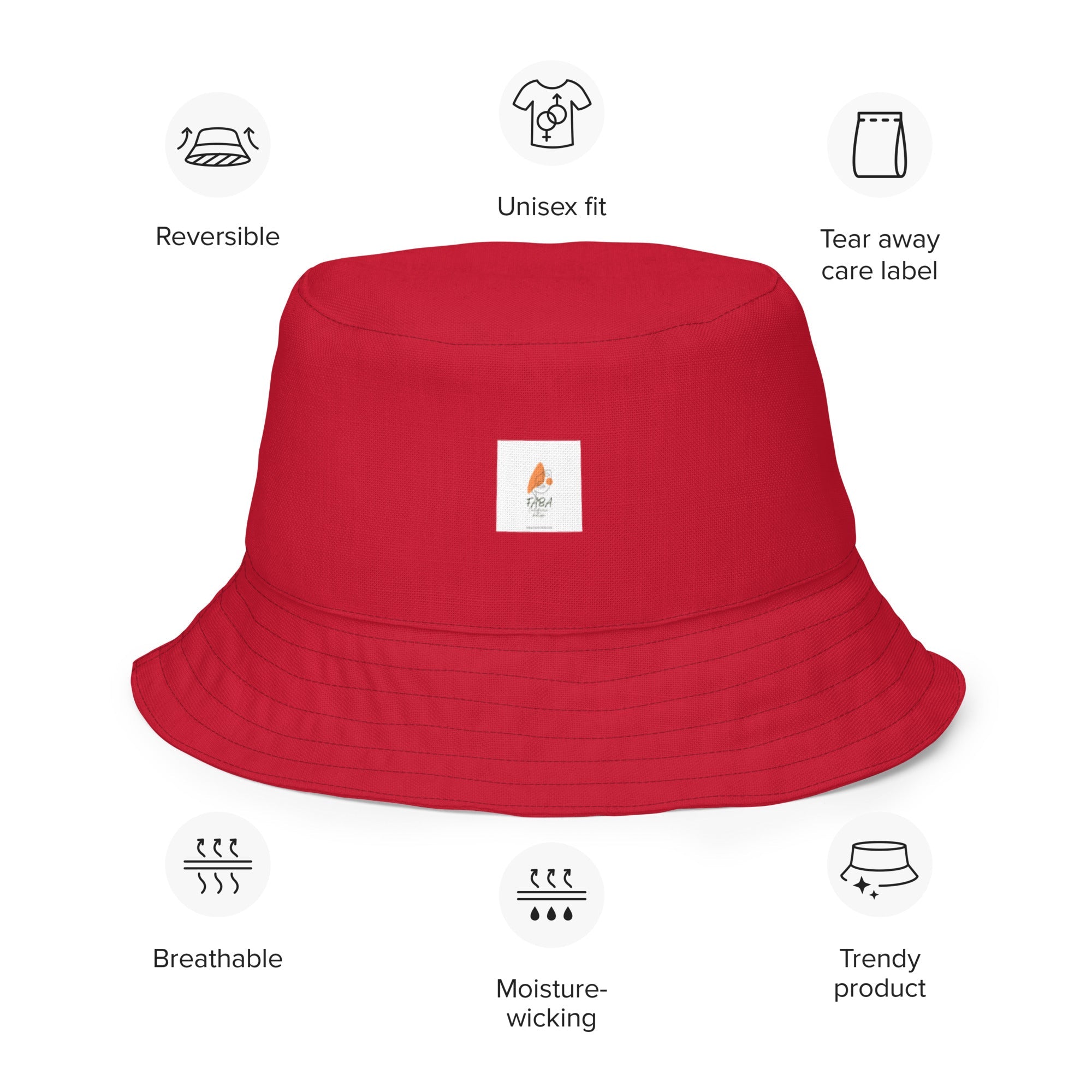 Reversible bucket Hat Zebra Cherry Red - FABA Collection