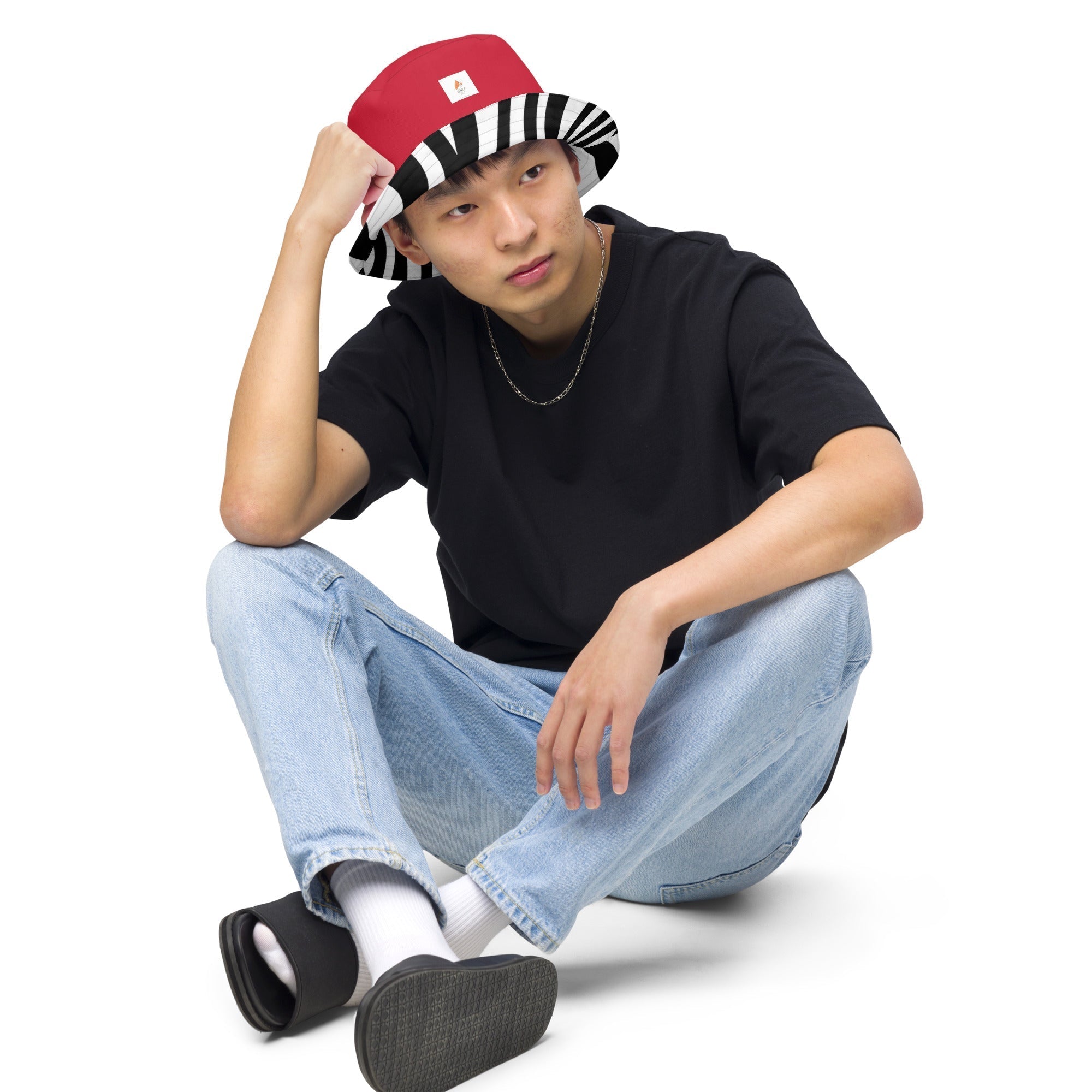 Reversible bucket Hat Zebra Cherry Red - FABA Collection