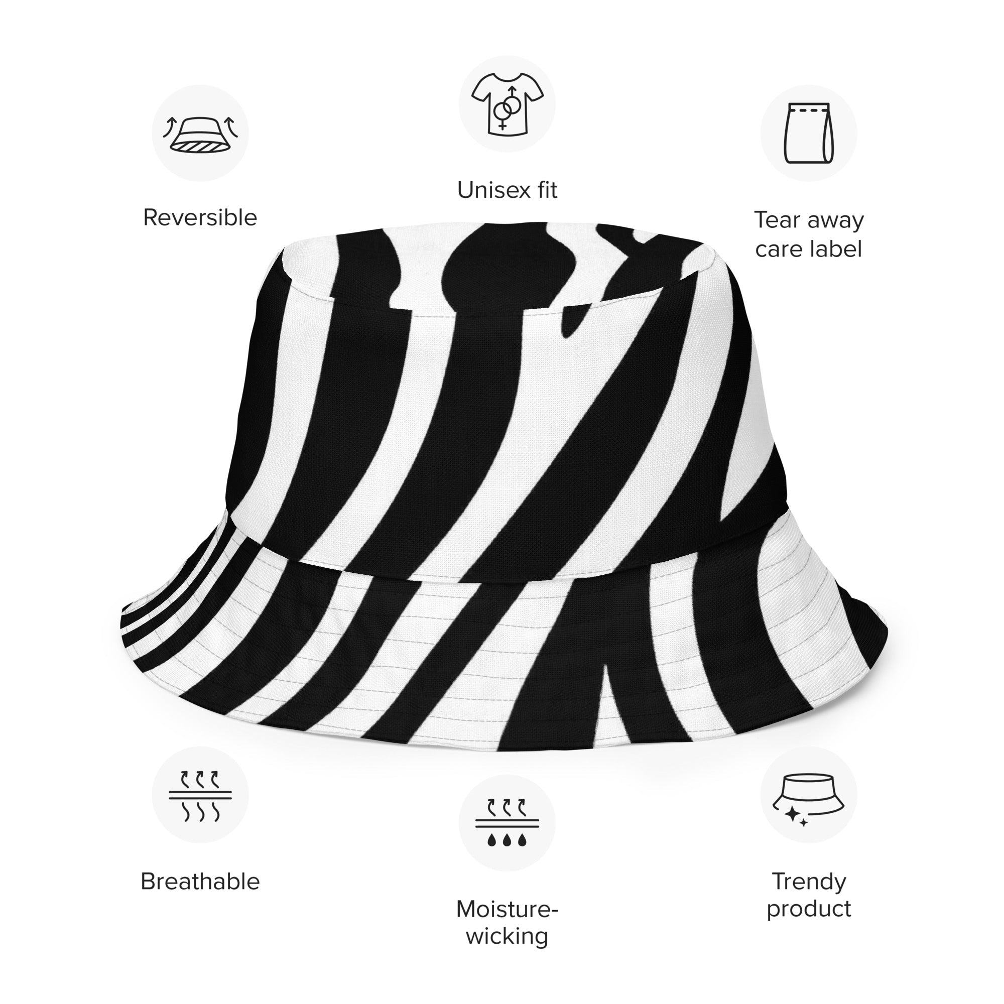 Reversible bucket Hat Zebra Cherry Red - FABA Collection