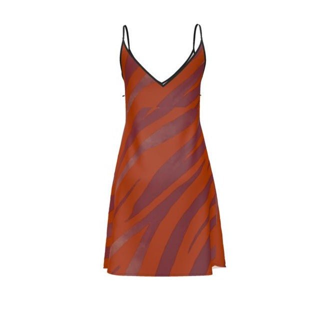 back Short Slip Dress Red Zebra - FABA Collection