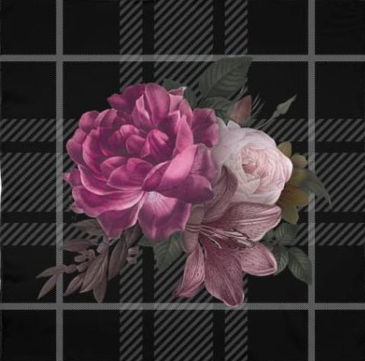 Silk Scarf Wrap Or Shawl Tartan Floral - FABA Collection