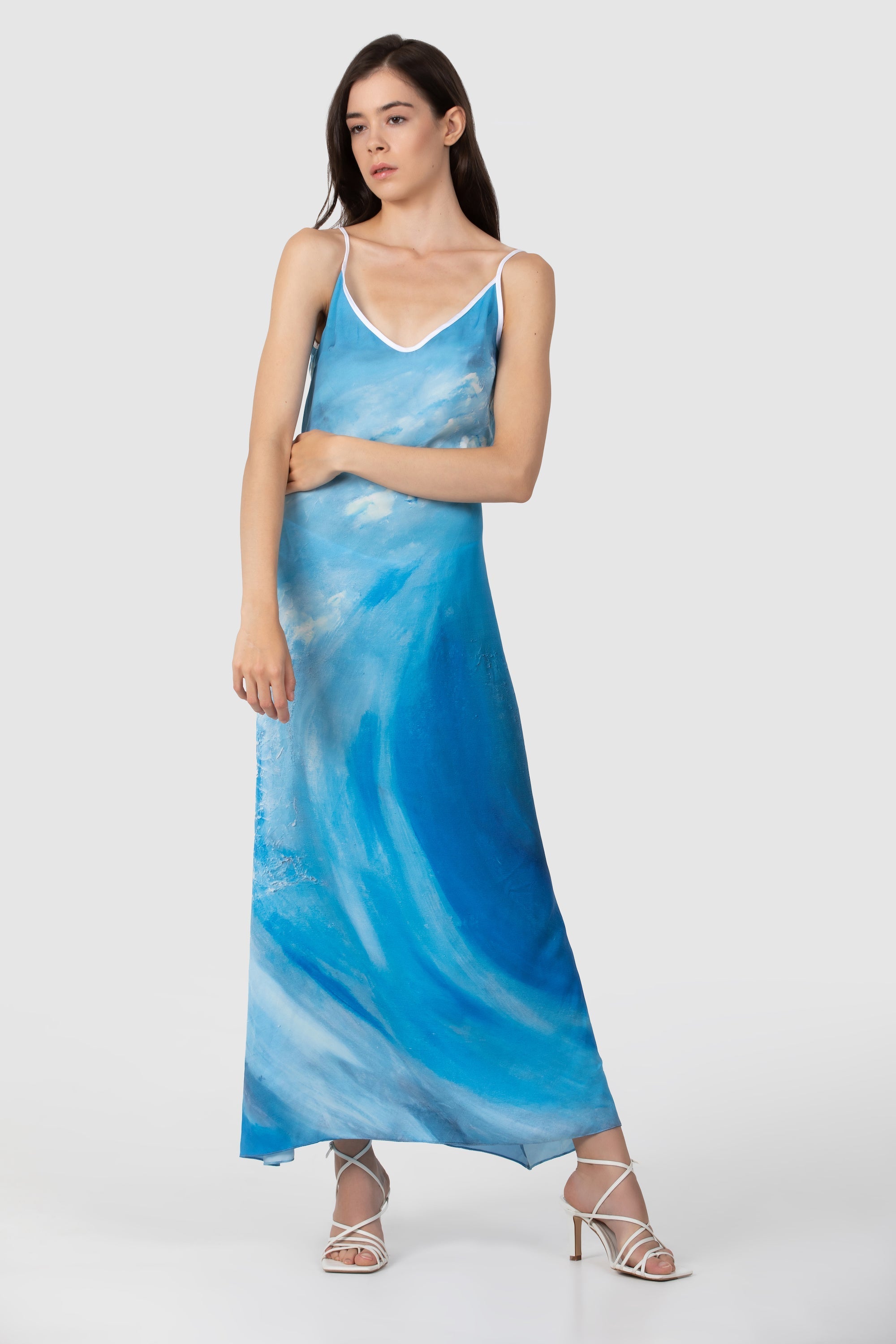 Silk Slip Dress Blue Wave-FABA Collection