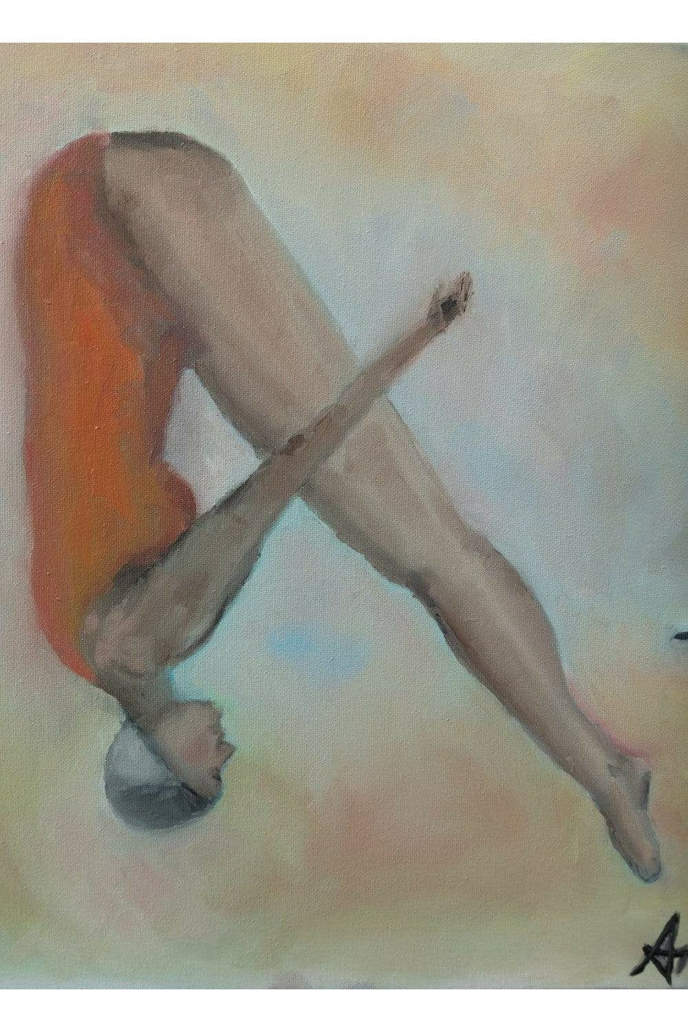 SOLD Retro Diver Oil Painting - FABA Collection