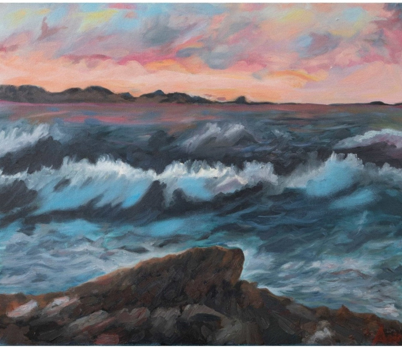 Storm, Sea at Big Sur Acrylic Painting - FABA Collection