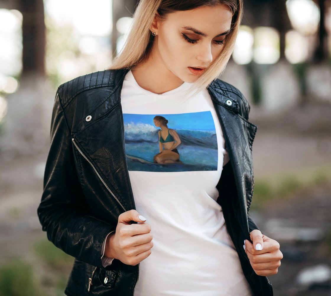 Surfer Waiting for the Next Wave Cotton Tee - FABA Collection