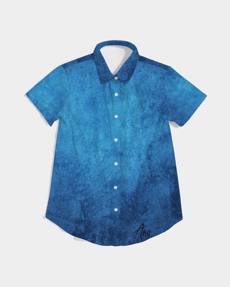 True Blue Women's Short Sleeve Button Up - FABA Collection