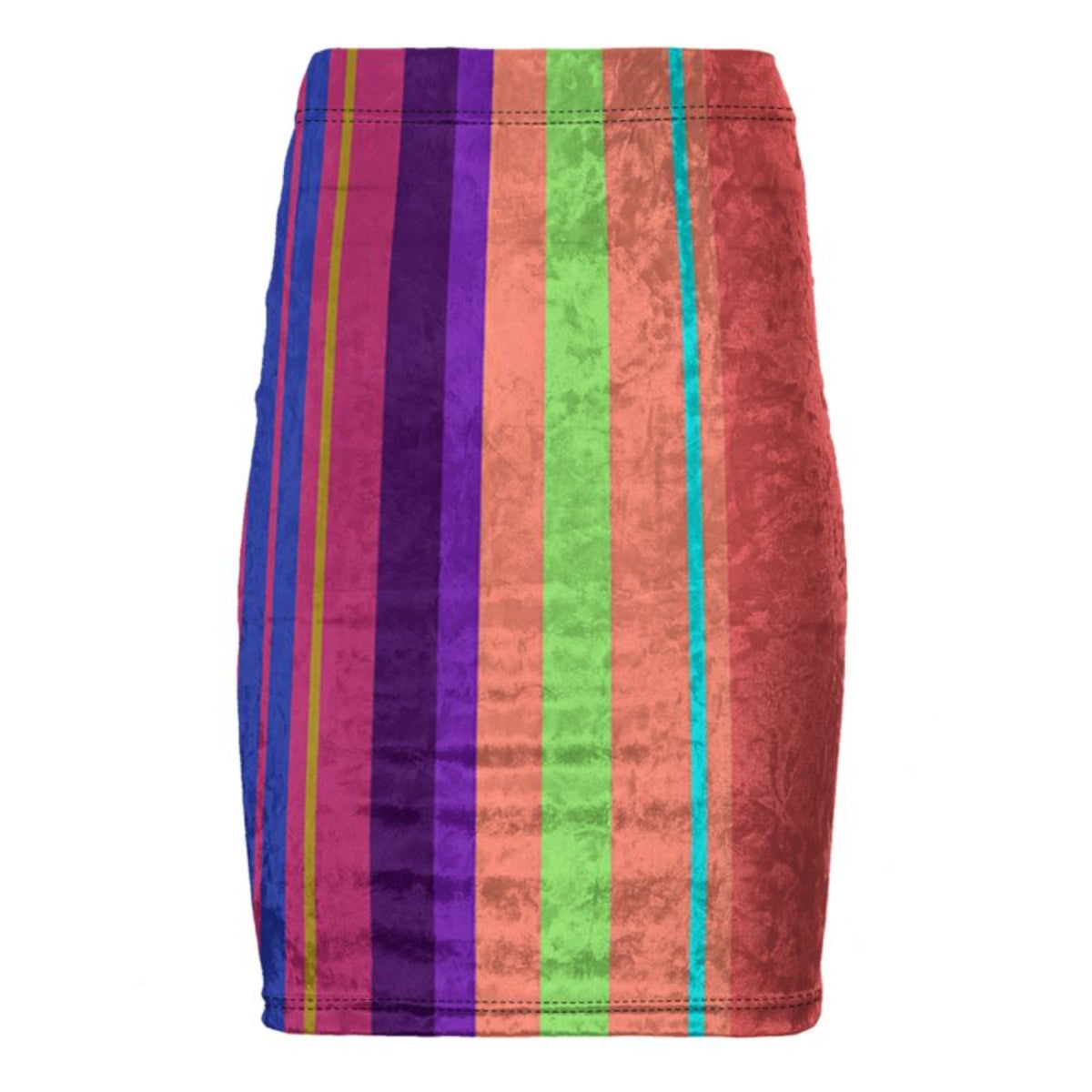 Velvet Pencil Skirt Happy Stripes-FABA Collection