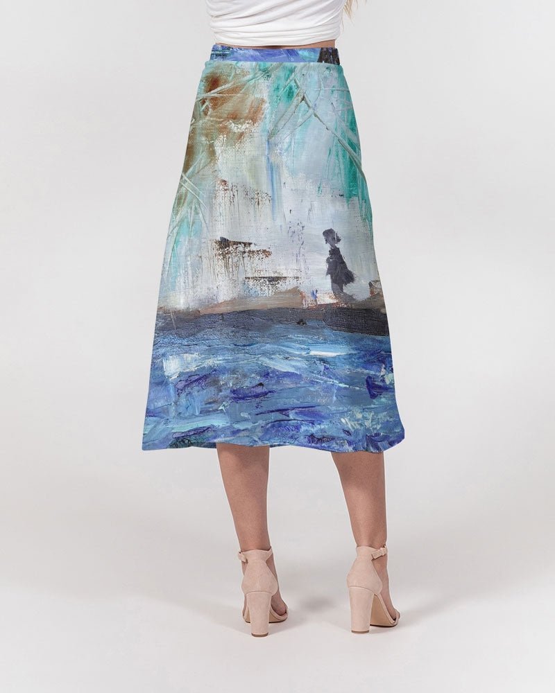 Walking at the Beach Women's A-Line Midi Skirt - FABA Collection
